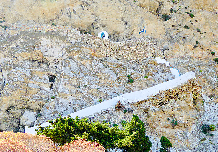 Agia Triada church is located along the road up to Langada on northern Amorgos in Greece.