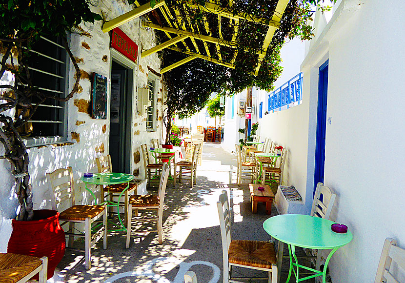 Good cafes, restaurants and tavernas in the village of Langada on Amorgos.