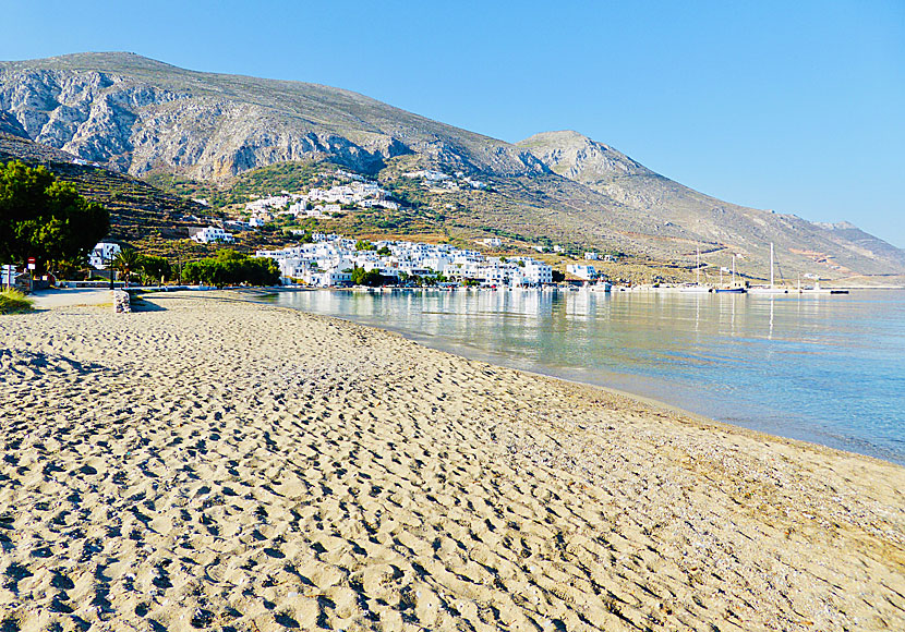 The best beaches in Amorgos. Aegiali beach. 