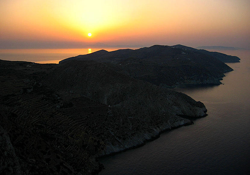 The sunset seen from the Church of Panagia on Folegandros is one of the most beautiful in the Cyclades.