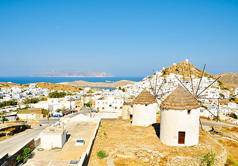 Chora in Ios seen from the windmills above the village.