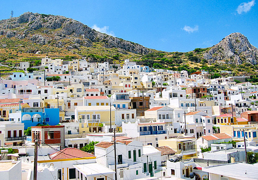 Don't miss the colourful village of Menetes when you travel to Pigadia on Karpathos.