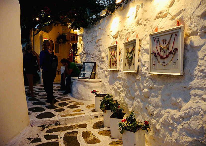 One of many shopping streets in Chora on Mykonos.