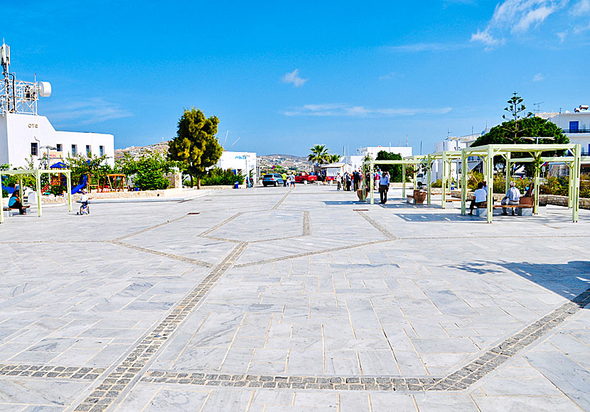 The giant square near the port of Parikia.