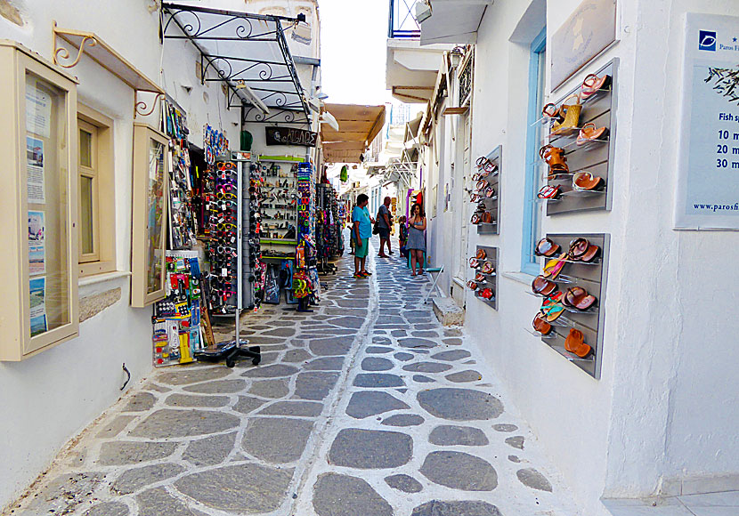 Shopping on Market Street in Parikia on Paros.