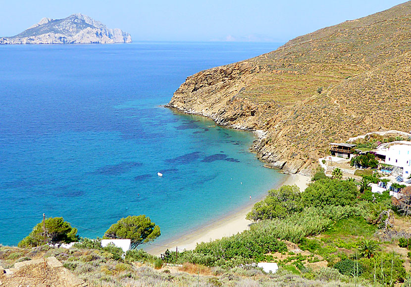 Levrossos beach in Aegiali on Amorgos in the Cyclades.