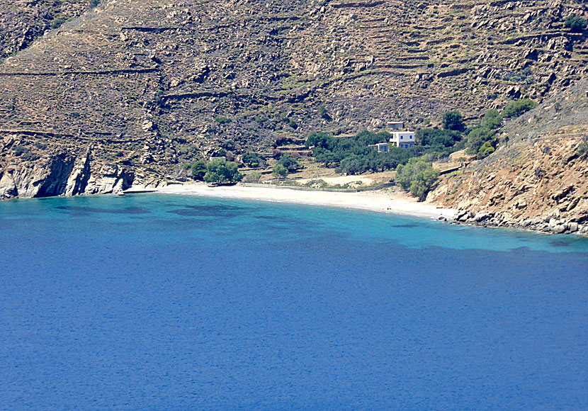 Psili Ammos beach to the left of Levrossos beach.