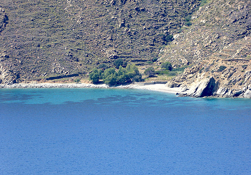 Hohlakas beach to the left of Psili Ammos beach on Amorgos.