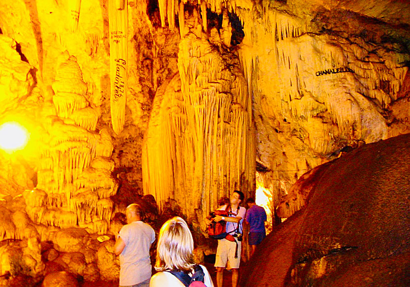 Stalactites in the  dripstone cave at Antiparos in Greece.