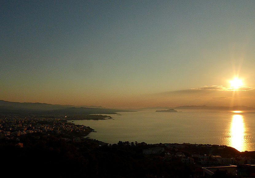 The sunset in Chania seen from the tomb of Eleftherios Venizelos in Crete.
