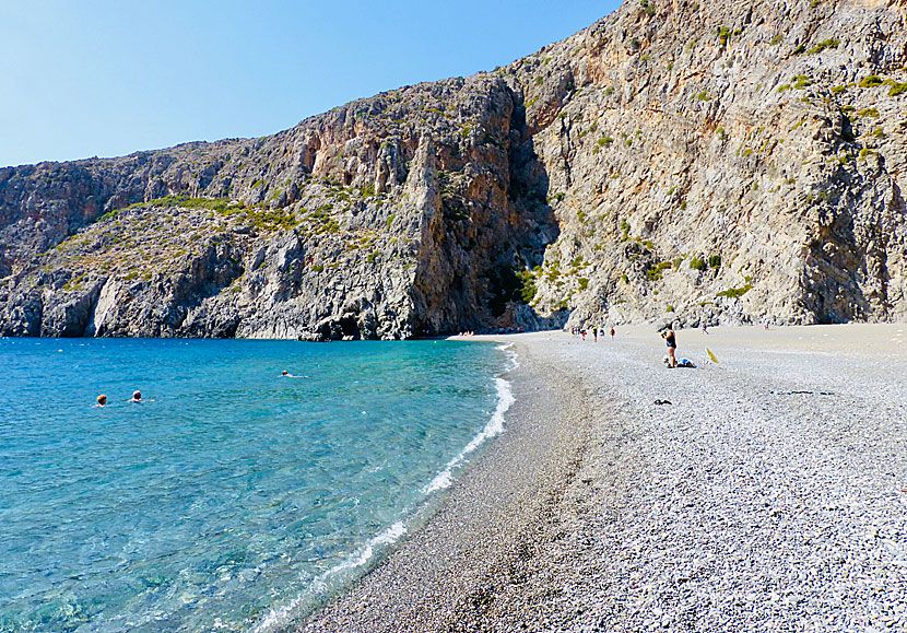 Agiofarago beach is surrounded by high cliffs where griffon vultures and bearded vultures usually sail.