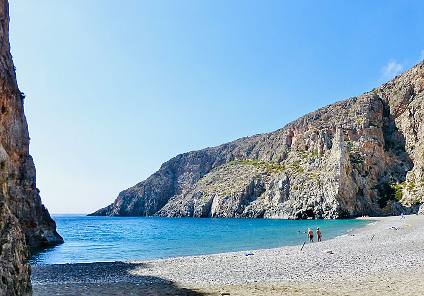 Agiofarago beach at the end of Agiofarago Gorge in southern Crete.
