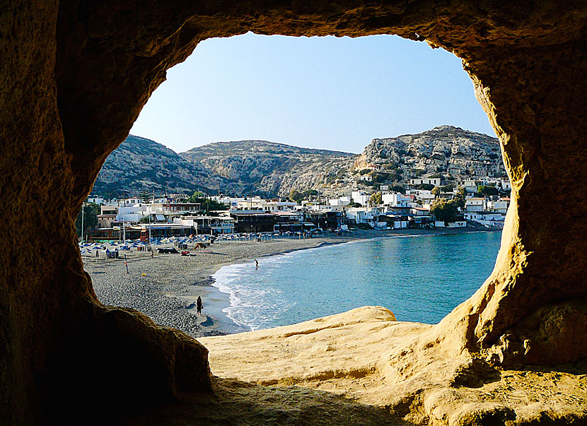 Don't miss Matala when traveling to the beaches of Komos, Kalamaki and Kokkinos Pyrgos in southern Crete.