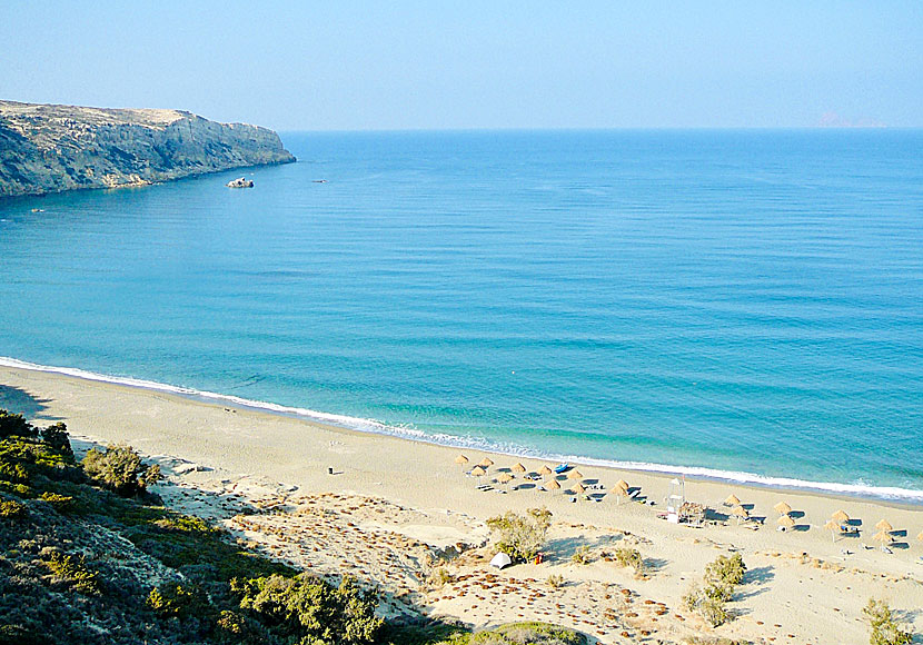 Komos beach and Bunga Bunga near Matala in southern Crete.