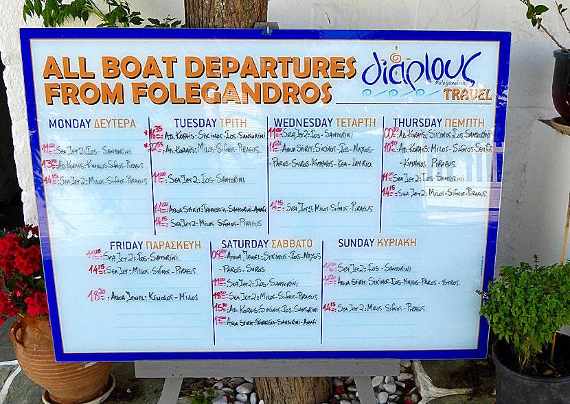 Boat timetable for all ferries and catamarans to and from Folegandros in the Cyclades.