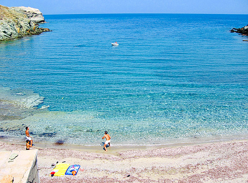 Agios Georgios beach on Folegandros in Greece.