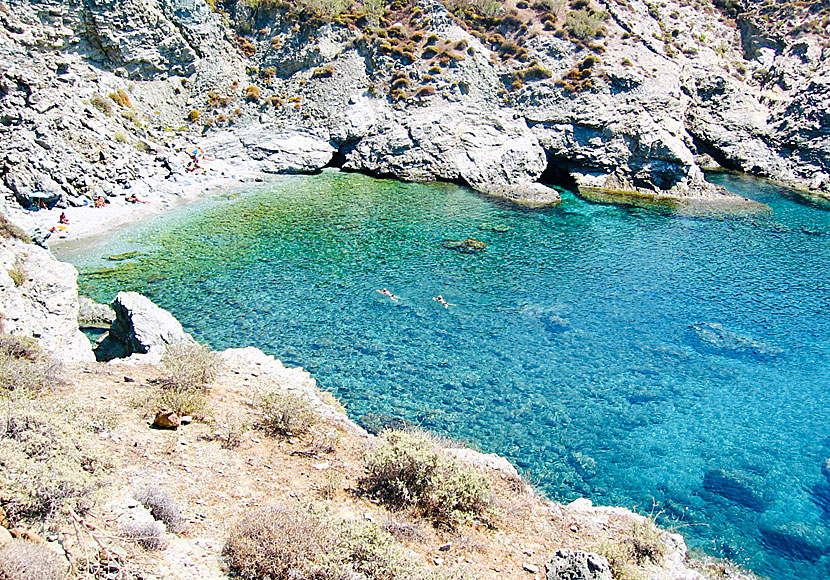 The nudist beach Ambeli in Folegandros in the Cyclades.