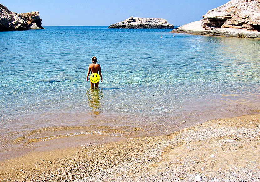 The nudist beach Livadaki on Folegandros in the Cyclades.