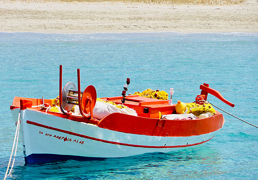 Excursion boat, beach boat and taxi boat to Manganari beach on Ios.