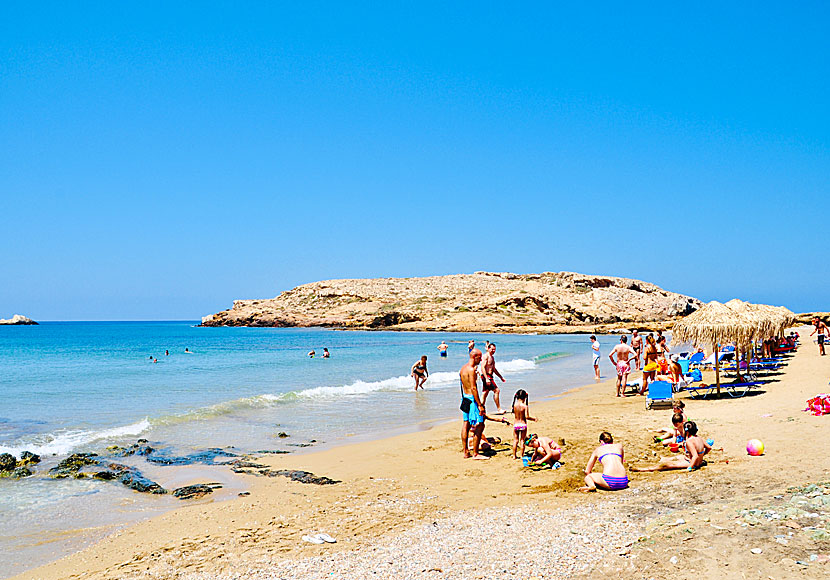 The child-friendly sandy beach Koumbara beach on the island of Ios in Greece.