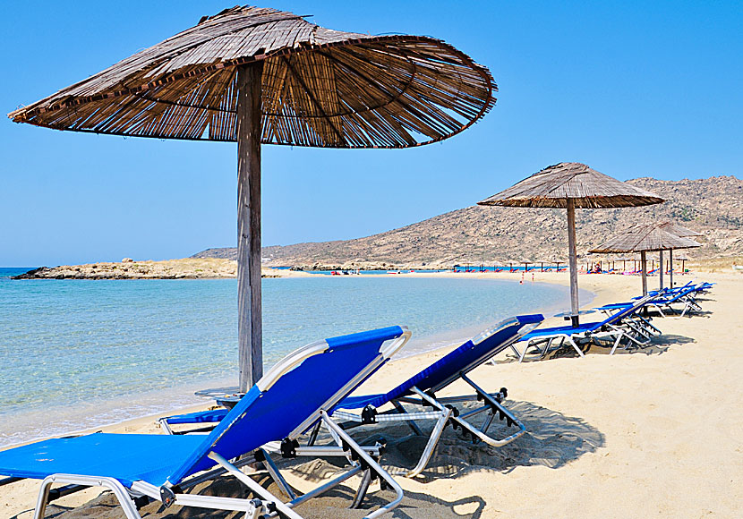 Sunbeds and parasols are available for rent on parts of the beach.