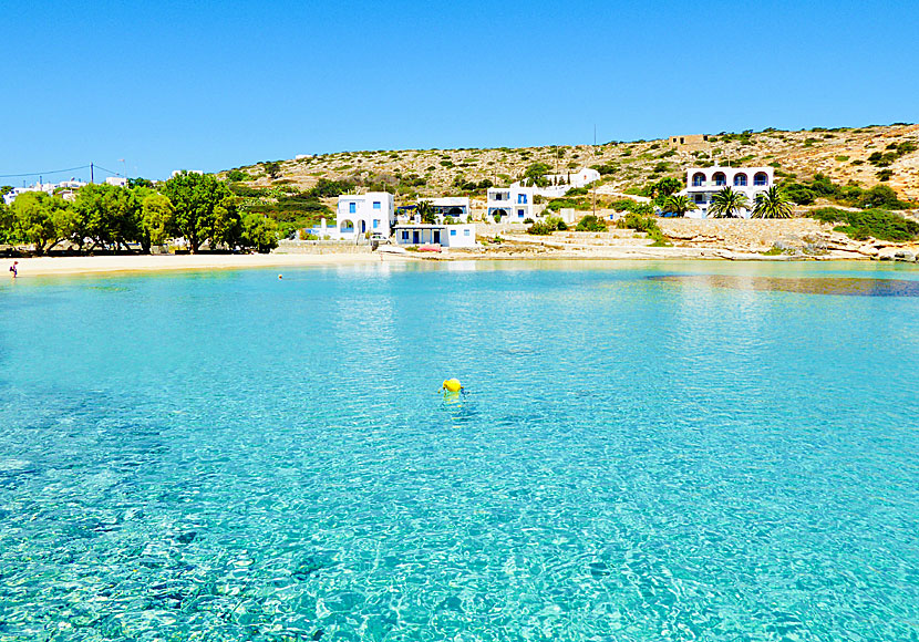 The beach in the port on the island of Iraklia in the Cyclades.