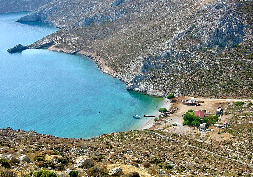 Akti beach on Kalymnos in Greece.