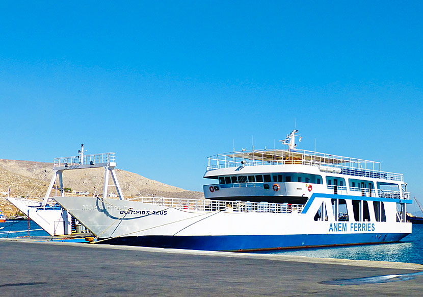 The car ferry that runs between Mastichari on Kos and Pothia on Kalymnos.