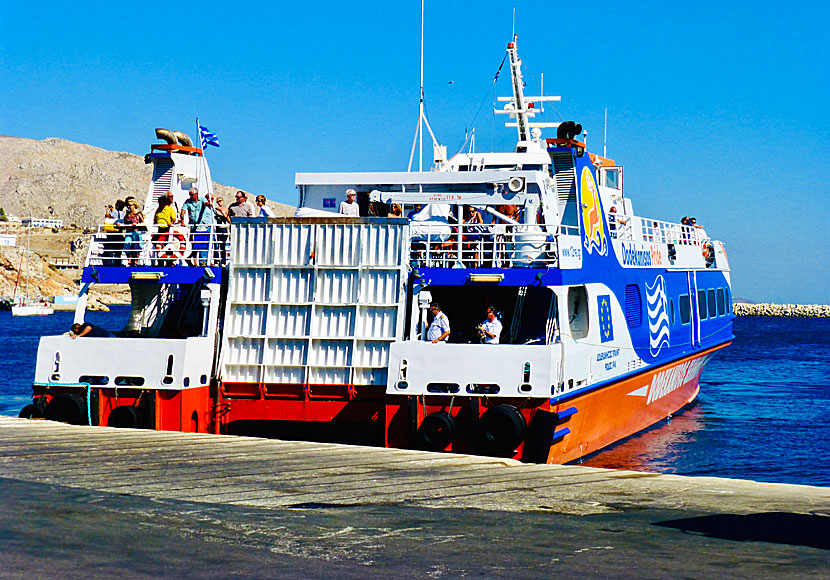 The catamaran Dodekanisos Pride in the port of Pothia