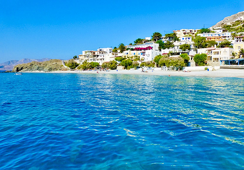 Myrties beach on Kalymnos in Greece.