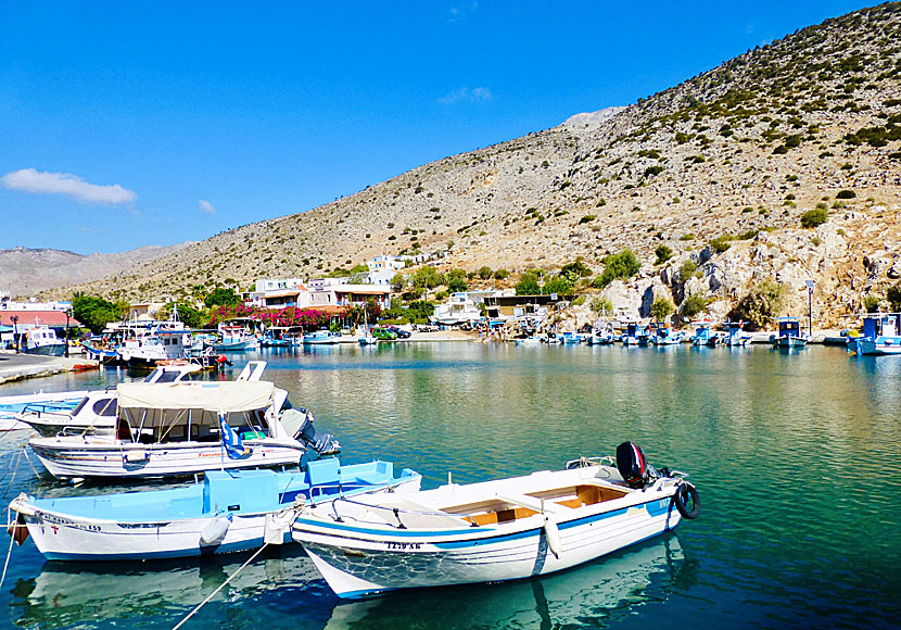 The port with tavernas in the village of Rina on Kalymnos.