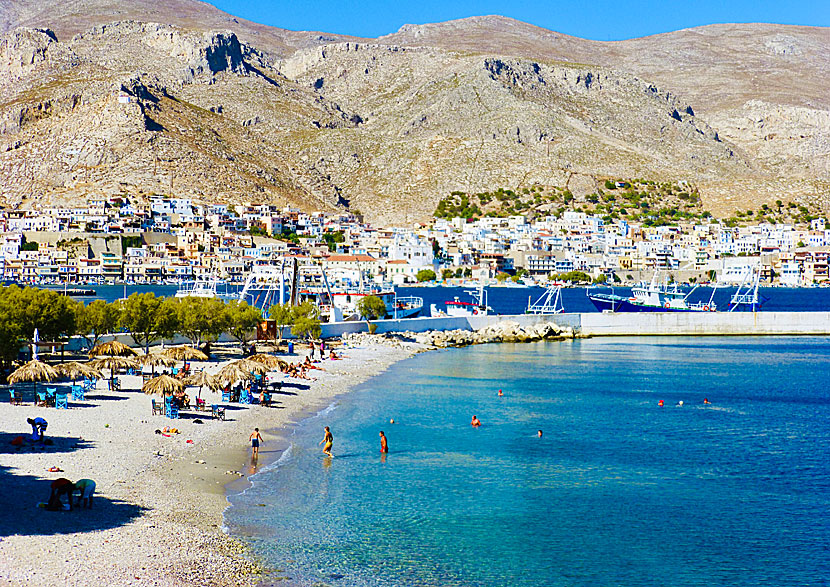 Pothia beach on Kalymnos in Greece.