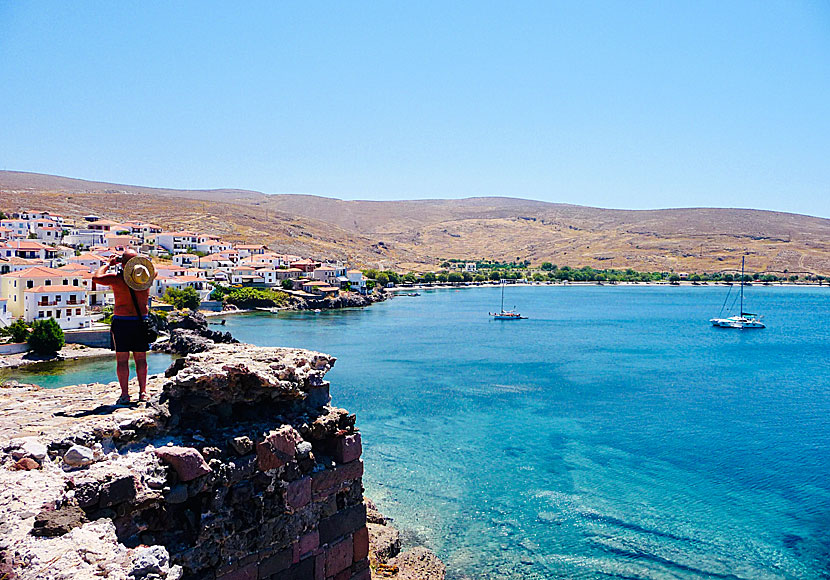 The village of Sigri and the beach of Sigri seen from the Turkish fort.