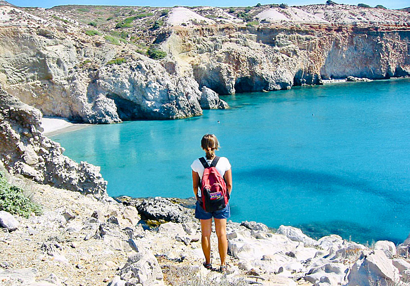 The water surrounding Tsigrado beach is turquoise and crystal clear.