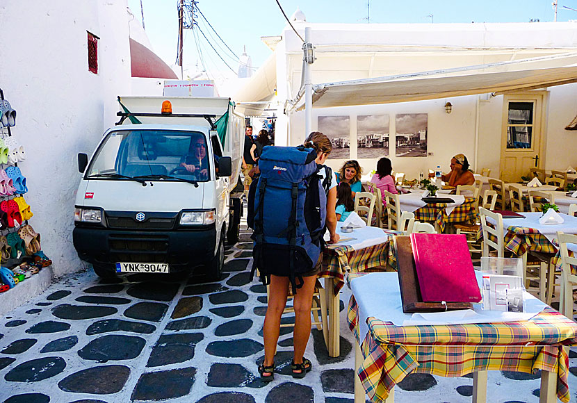 Mykonos town, Chora, is completely free of cars, quad bikes and mopeds.