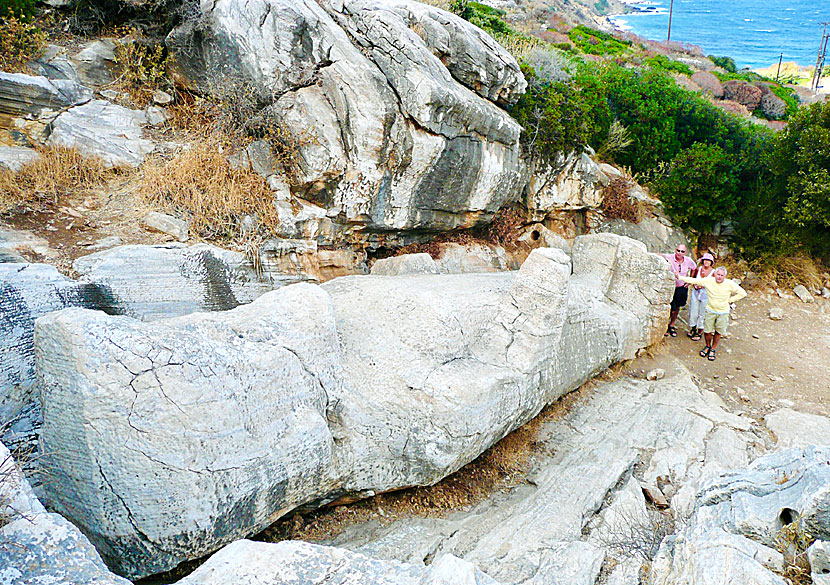 Kouros statue of Apollonas on Naxos in Greece.
