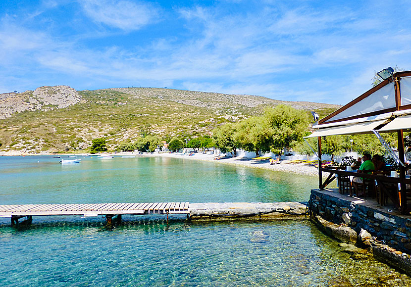 Restaurants and taverns at Klima beach on Samos.