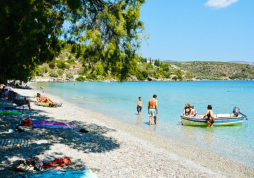 Rent sunbeds and parasols at Kerveli beach. There is also plenty of shade from tamarisk trees.