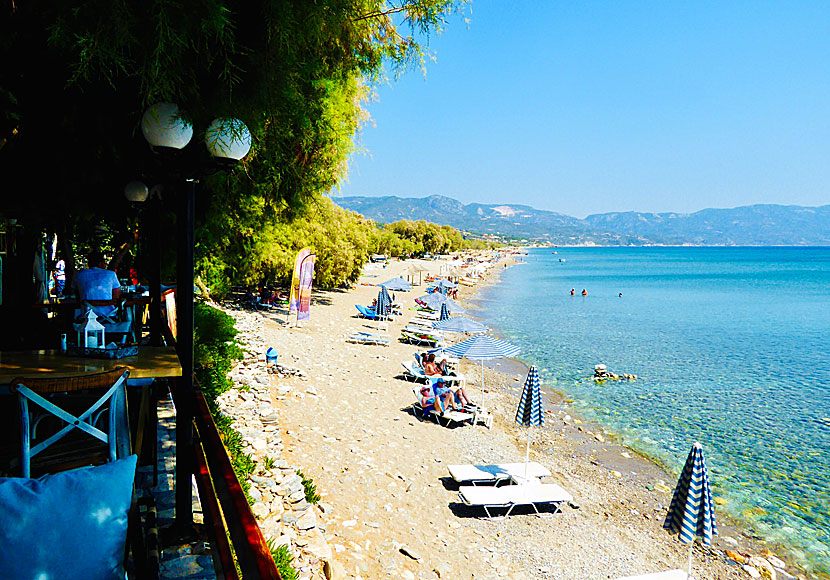 The long beach of Votsalakia on western Samos in the Aegean archipelago.