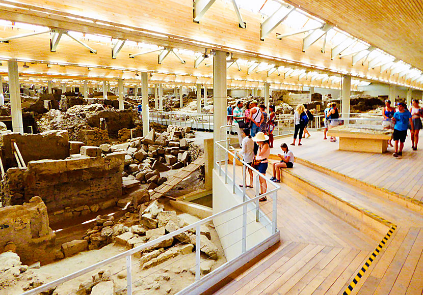Don't miss the Akrotiri excavations when you visit Red beach on Santorini.