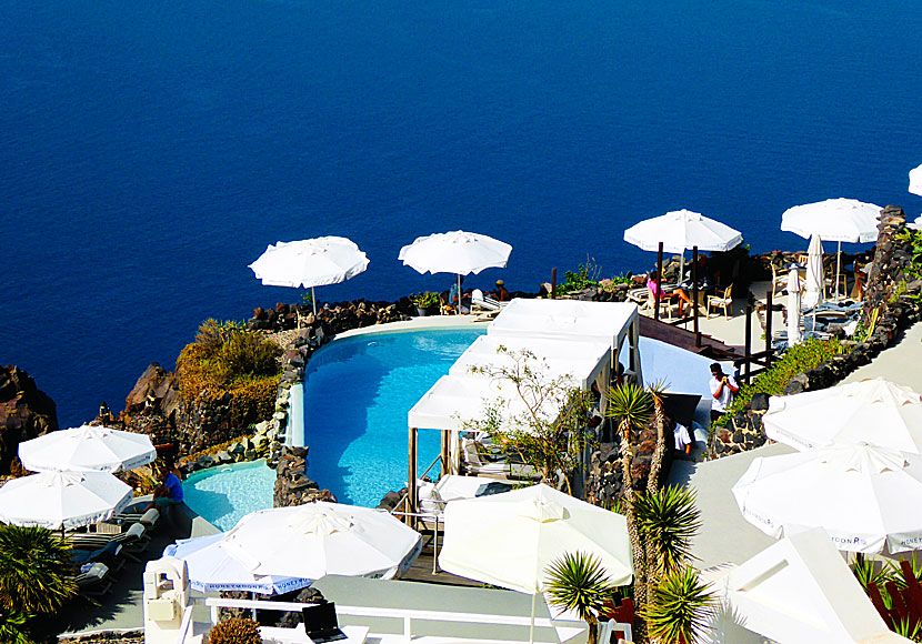 Imagine sitting and swinging your legs from the edge of the pool in Imerovigli and feeling the sea's attractive force.