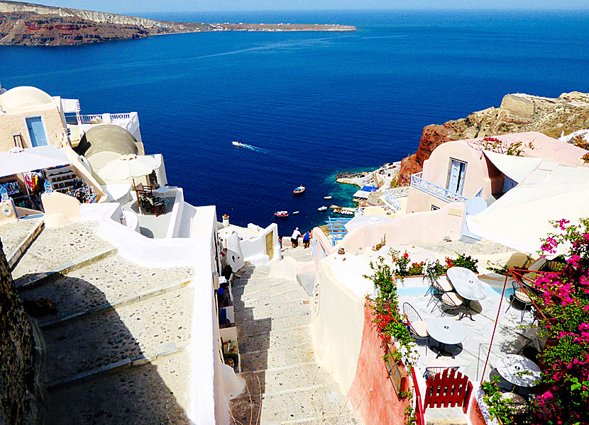 The stairs that go from Oia down to the port of Amoudia on Santorini in the Cyclades.