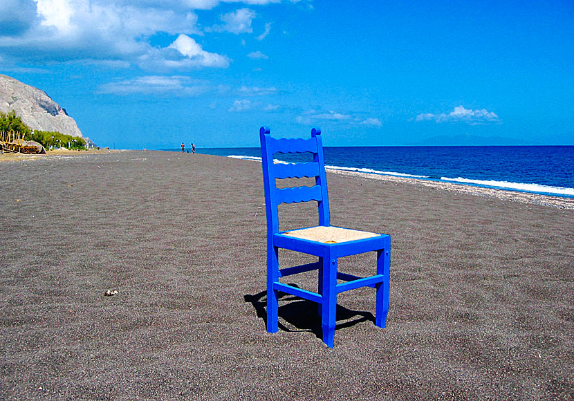 Perissa beach on Santorini during low season.