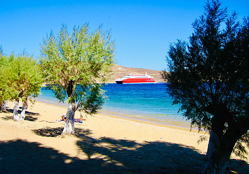 The catamaran on its way to the port of Serifos.