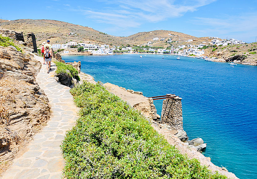 Hike between the village of Faros and the monastery of Chrisopigi, via Apokofto beach on Sifnos in the Cyclades.