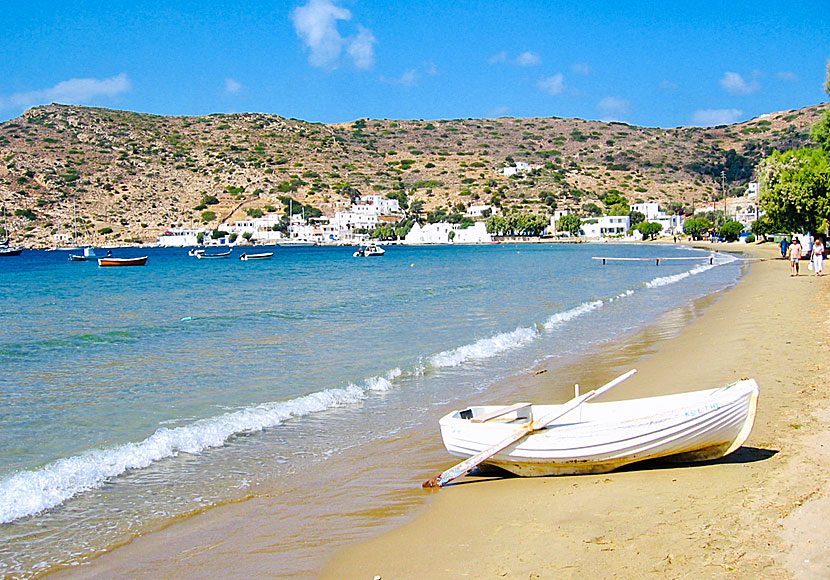 The beach in Vathy on Sifnos in Greece.