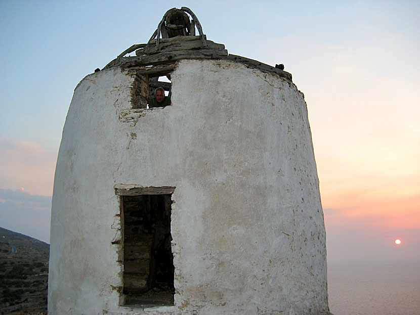 On many islands in the Cyclades, the old windmills remain, like here on Sikinos.