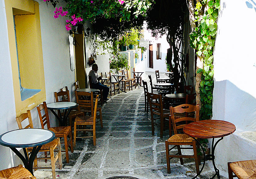 Cafe in Kastro and Chora at Sikinos.