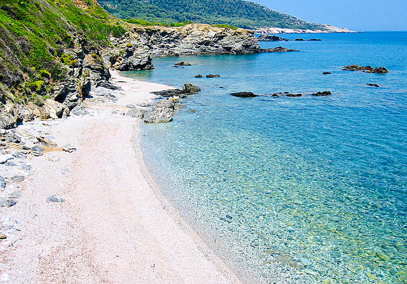 Chondrogiorgi beach near the lighthouse at Cape Gourouni in Skopelos.