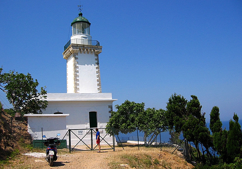 The lighthouse at Cape Gourouni on Skopelos in Greece.